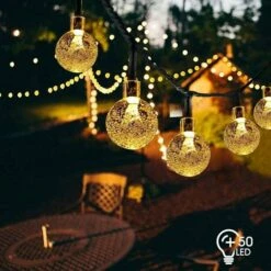 String Lights Outdoor Solar String Lights 7M 50 LEDs Solar Ball String Lights 8 Modalità Waterproof IP65 Indoor Outdoor For Garden, Patio, Wedding, Christmas Decoration