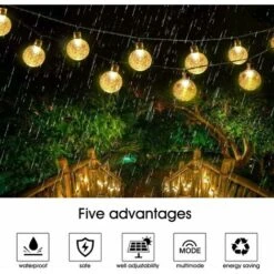String Lights Outdoor Solar String Lights 7M 50 LEDs Solar Ball String Lights 8 Modalità Waterproof IP65 Indoor Outdoor For Garden, Patio, Wedding, Christmas Decoration -Lemax Negozio 33379141 4