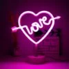 MINKUROW Led Cupid's Bow Neon Sign With Heart Neon Sign Christmas Birthday Home Decor - Pink -Lemax Negozio 80890147 1