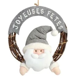 Corona Decorativa + Peluche D36 - Babbo Natale - Feeric Lights & Christmas