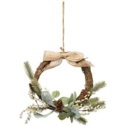 Ghirlanda Di Rami Di Agrifoglio Bianco 36 Cm - Feeric Lights & Christmas