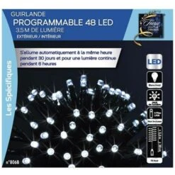 Ghirlanda Progressiva All Aperto Bianca 48led - Progressive Garland Outdoor 48led Bianco, Batteria, Rame, Pvc, Ferro, Lunghezza 350 Cm - Feeric Lights & Christmas -Lemax Negozio 83776608 3