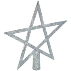 Stella Crest Glitter Argento 20 Cm - Feeric Lights & Christmas